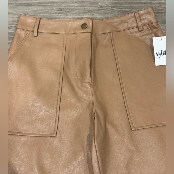 Vylette Tan Faux Leather Jogger Pants Size 11 New With Tags - Picture 6 of 16